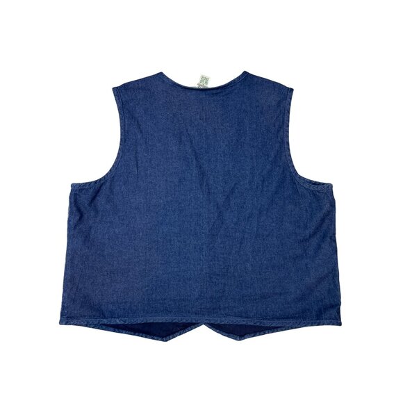 VTG Orvis Two-Toned Blue Quilted Patchwork Striped Denim Vest Button Closure XL - Picture 7 of 7